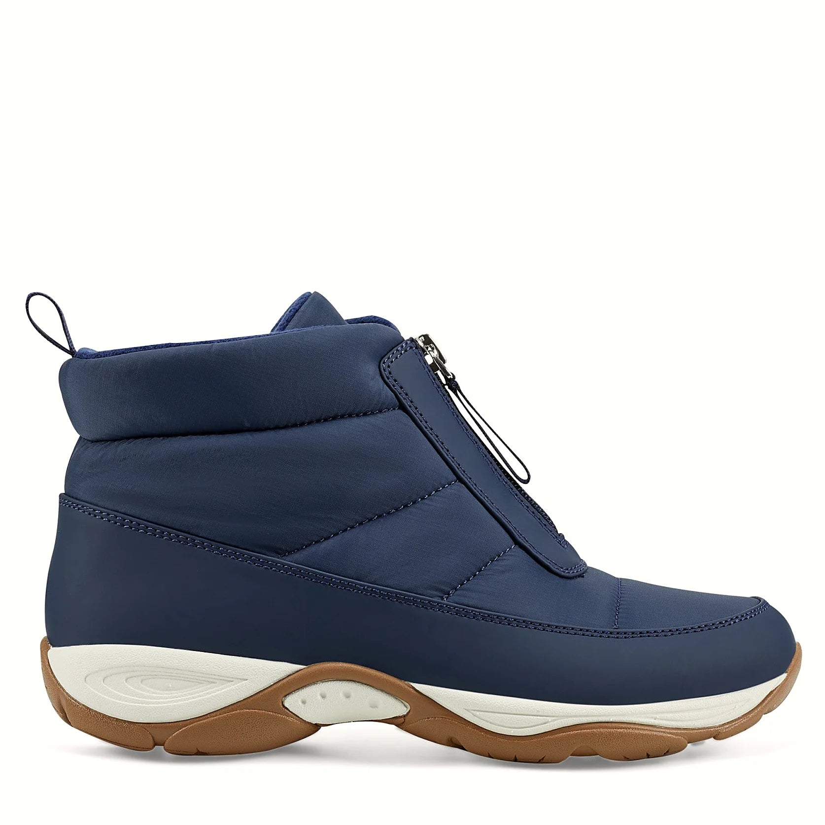 Zipper running along the upper of a cold weather bootie