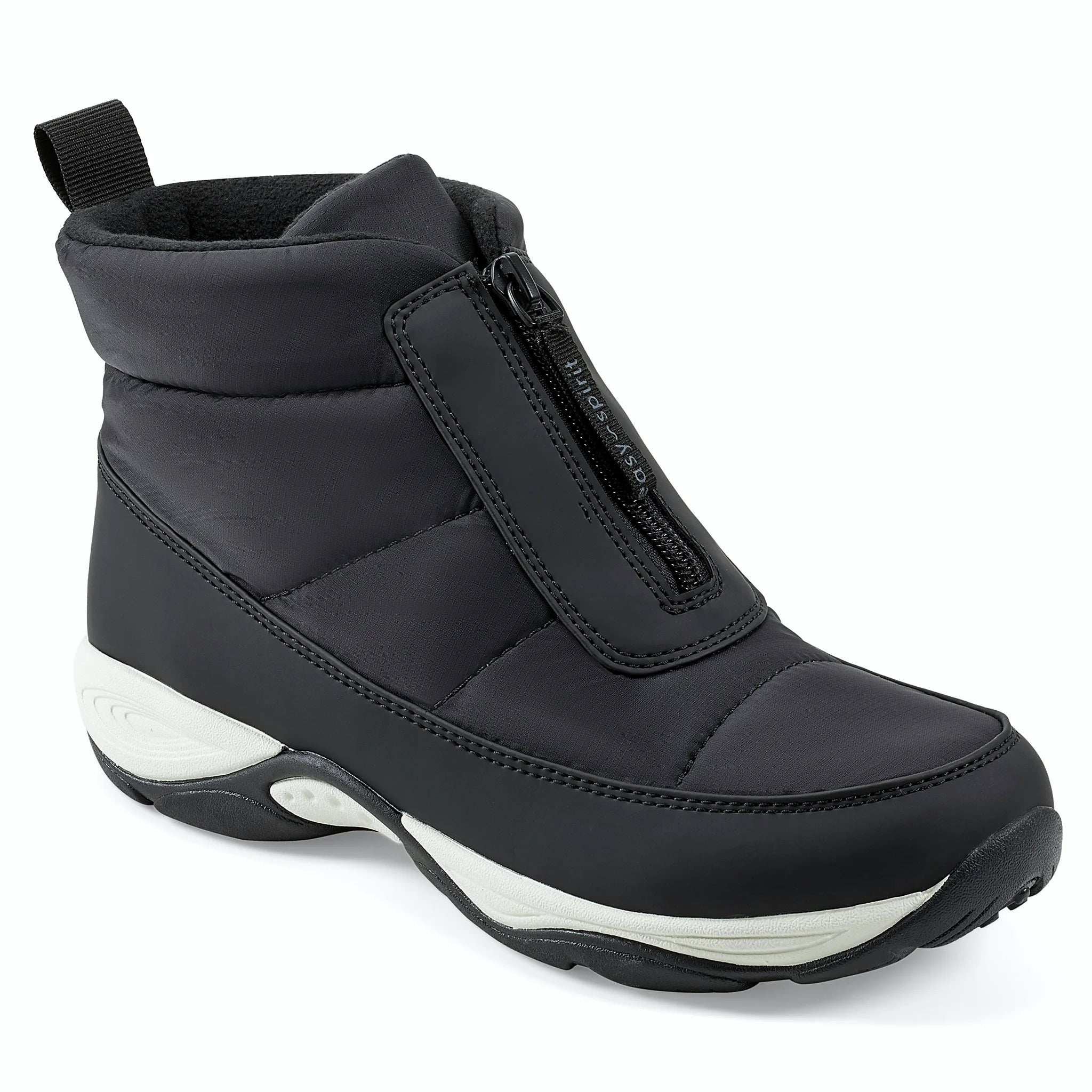 Zipper running along the upper of a cold weather bootie