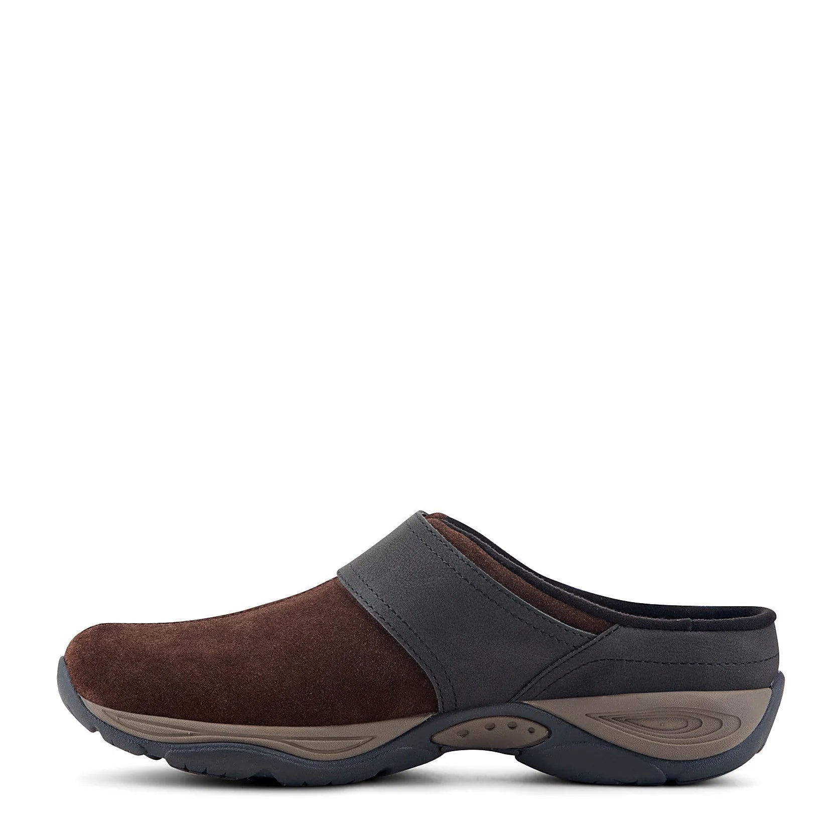 Traction grooves on the molded outsole of a mule