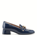 Leather loafer raised on a block heel