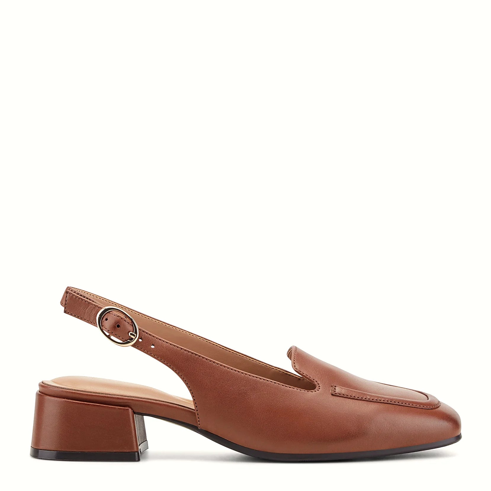 Squared-toe slingback with a low block heel