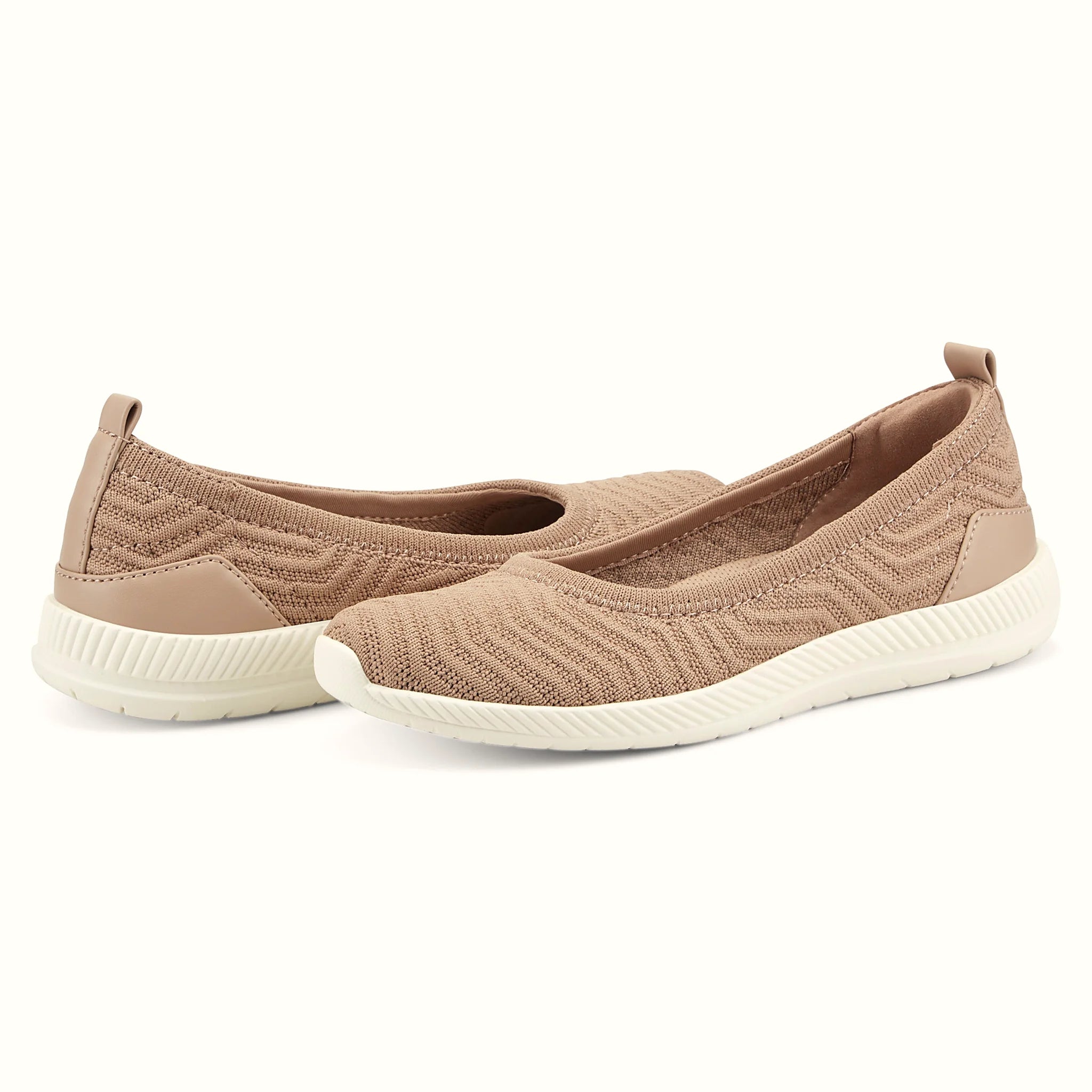 Engineered knit pull-on flat with subtle shimmer