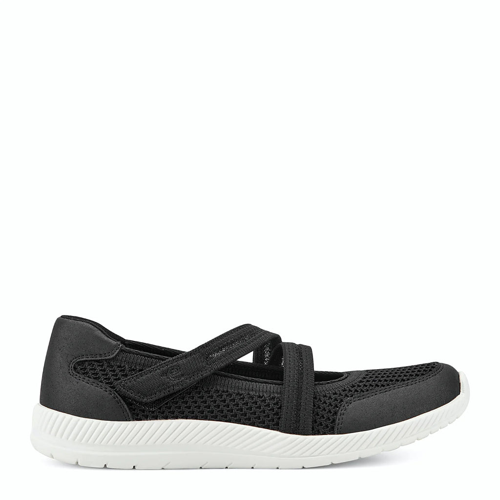 Smooth overlays at the toe and heel of a knit shoe