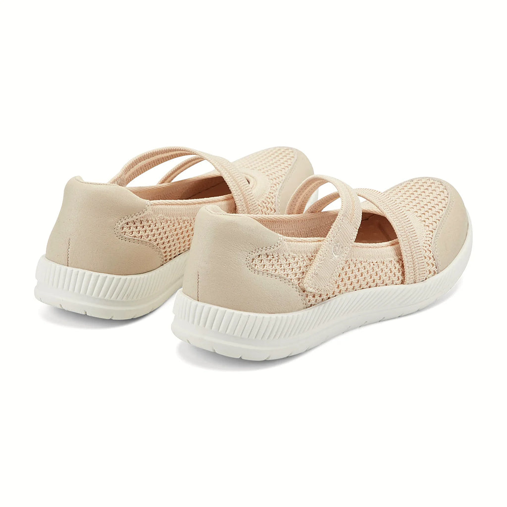 Smooth overlays at the toe and heel of a knit shoe