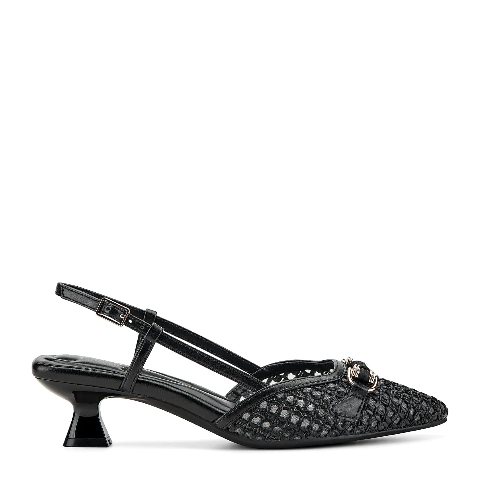 Raffia slingback with a woven lattice vamp