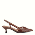 Leather slingback with a petal-like cutout at the toe