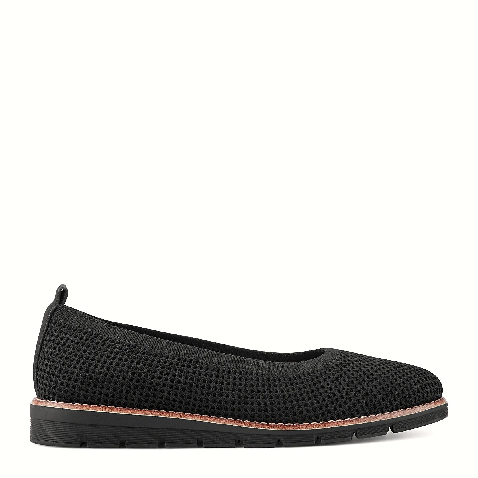 Textured knit slip-on flat with a rounded toe
