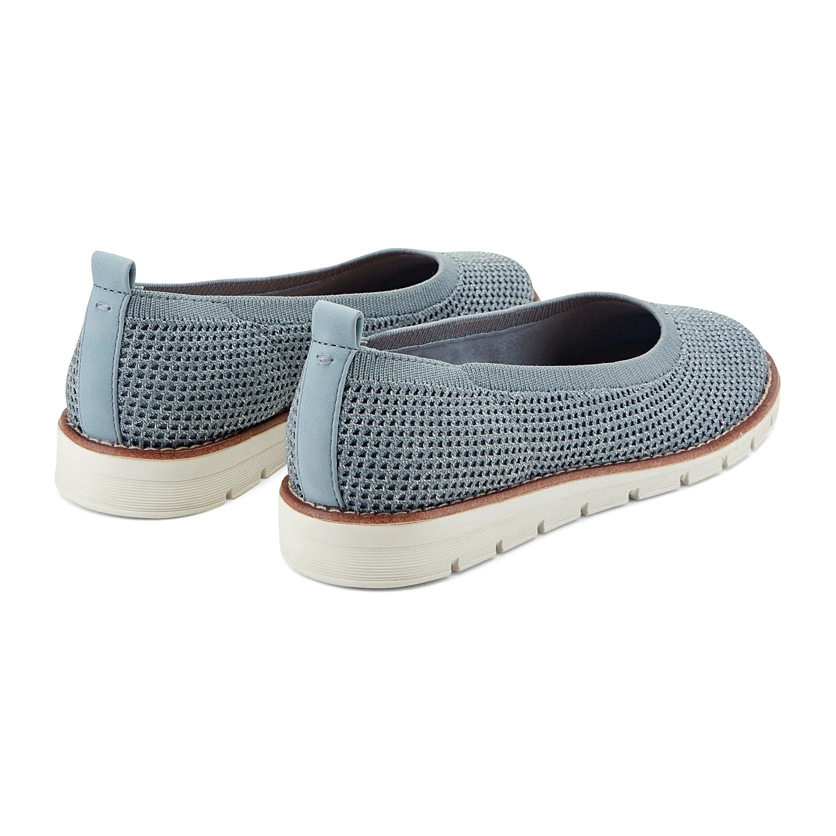 Contrast-stitched trim along the sole of a knit slip-on