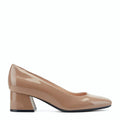 Square-toe dress pump on a block heel