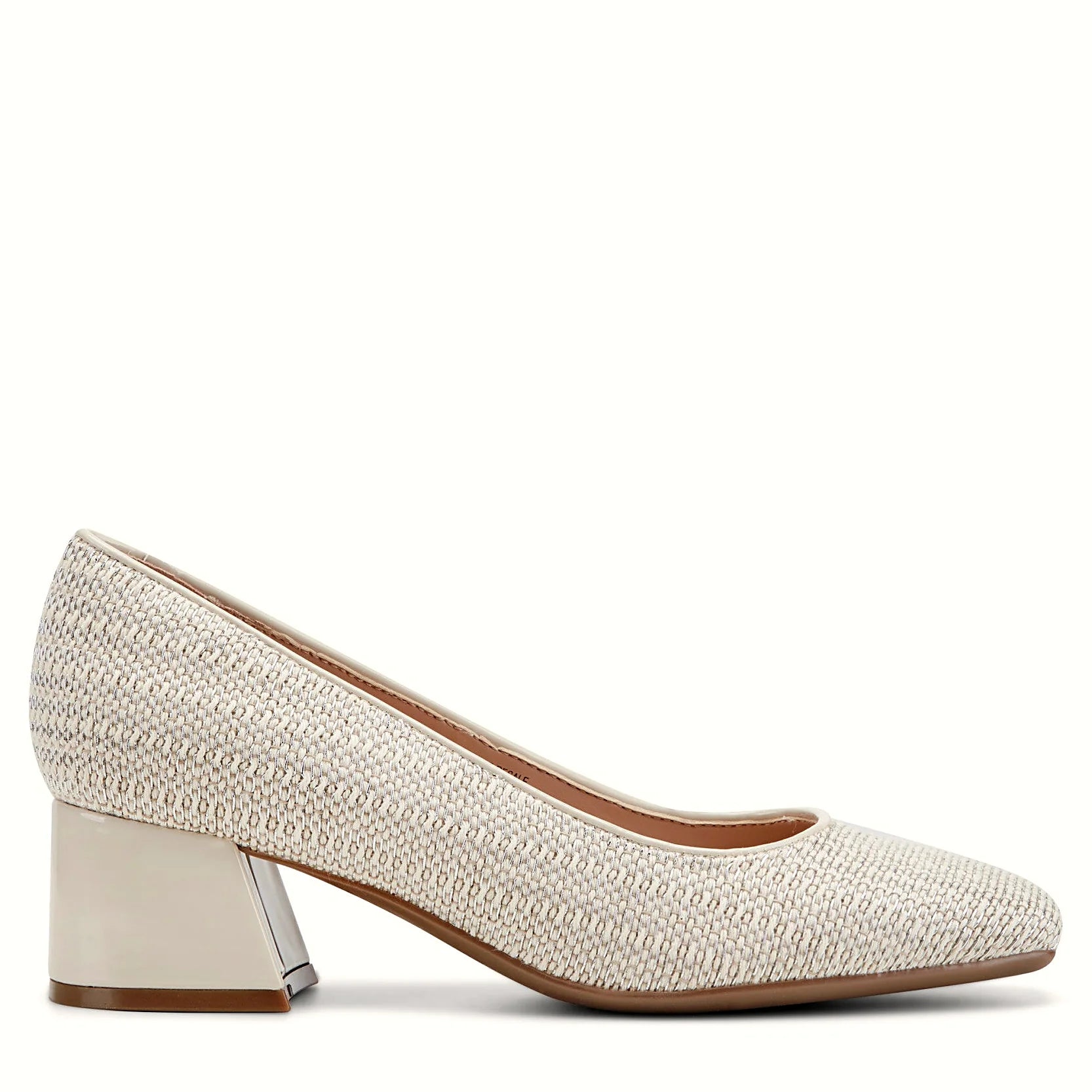 Square-toe dress pump on a block heel