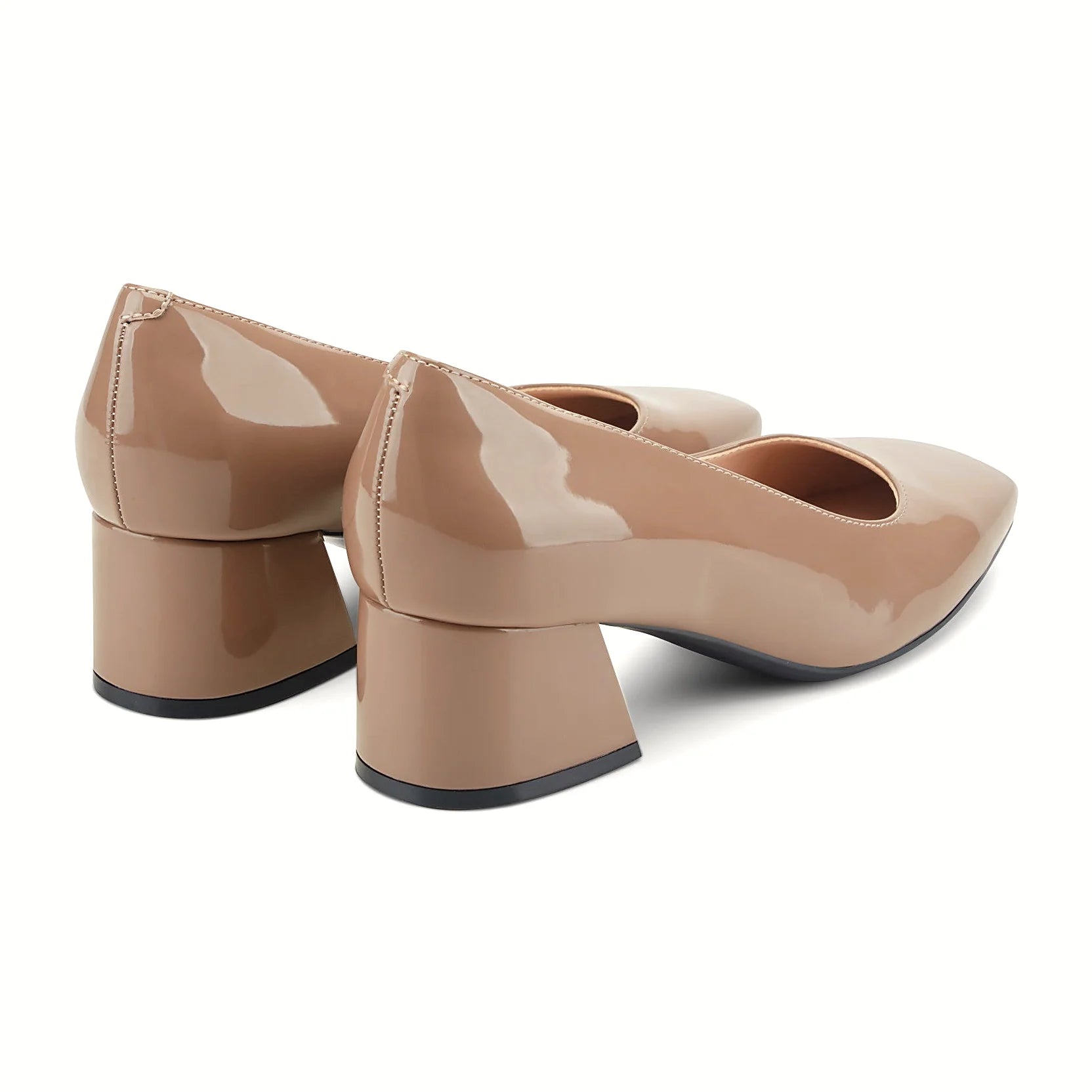 Clean unornamented upper on a square-toe pump