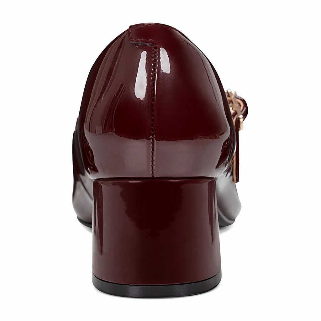 Glossy patent finish on a Mary Jane dress pump