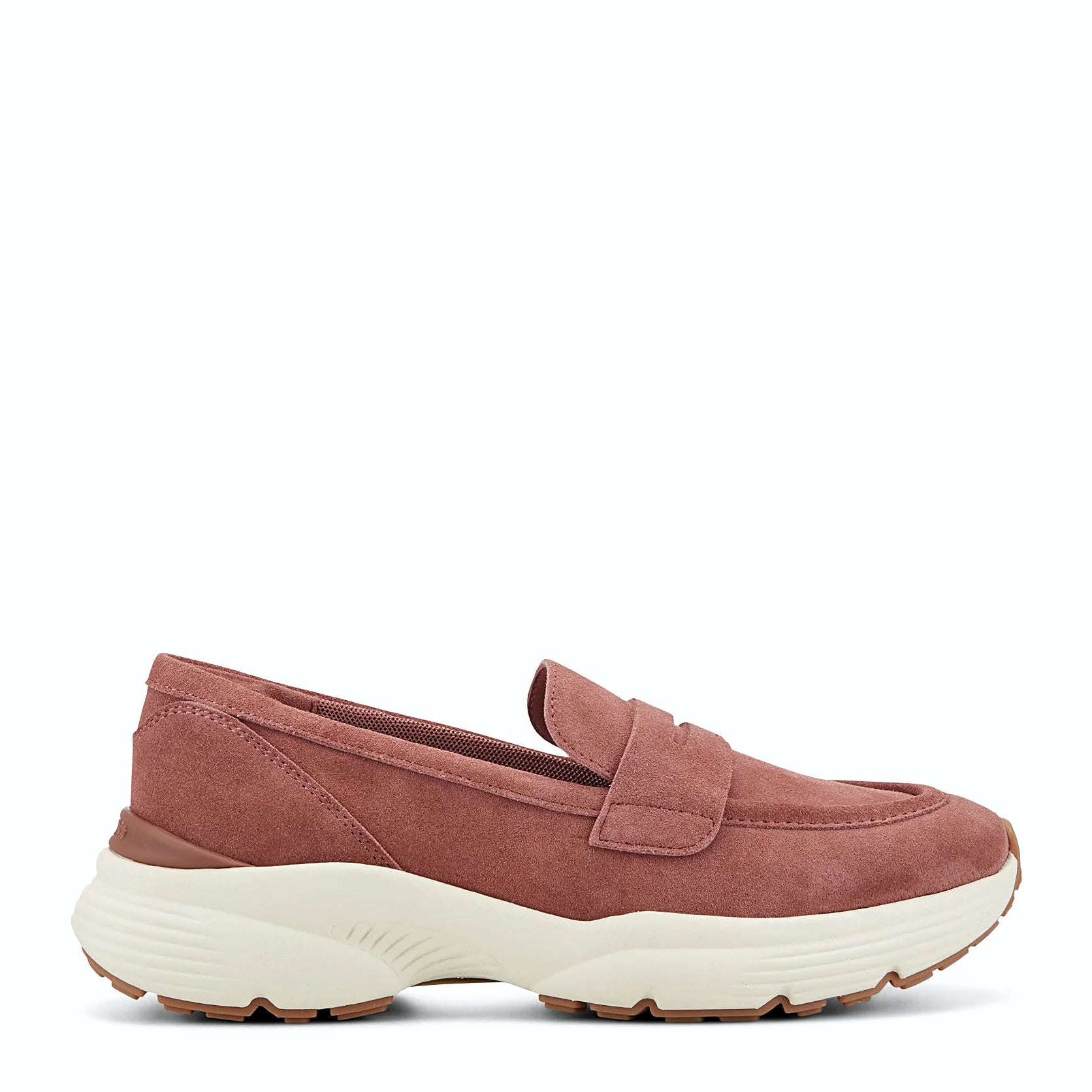 Penny loafer shown with its chunky textured platform sole