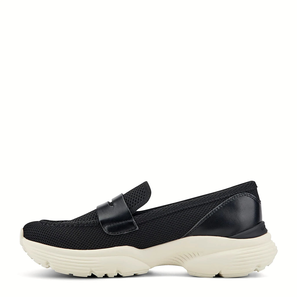 Penny loafer shown with its chunky textured platform sole