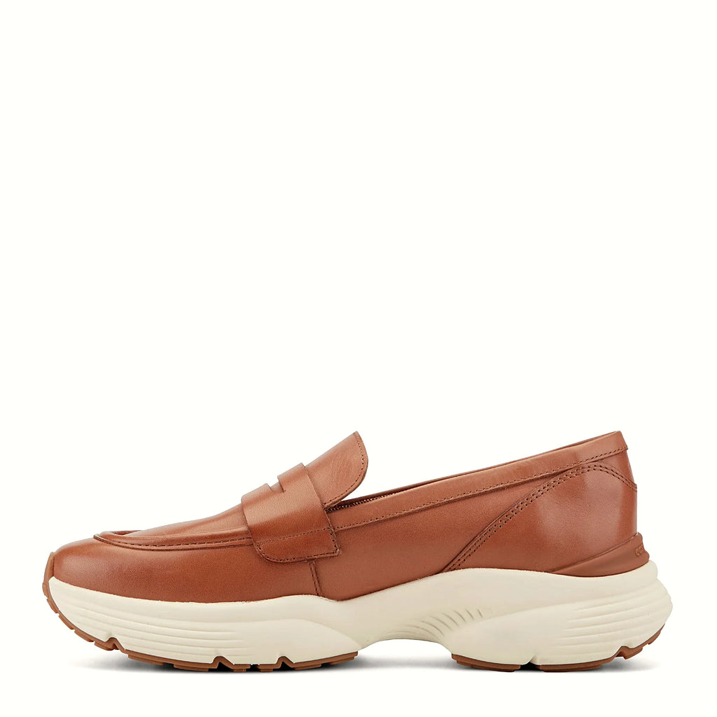 Penny loafer shown with its chunky textured platform sole