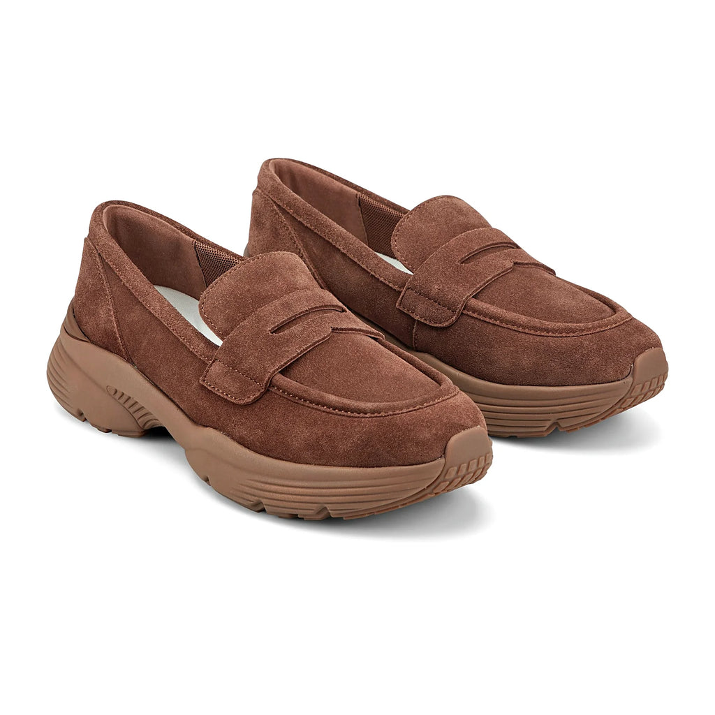 Penny loafer shown with its chunky textured platform sole