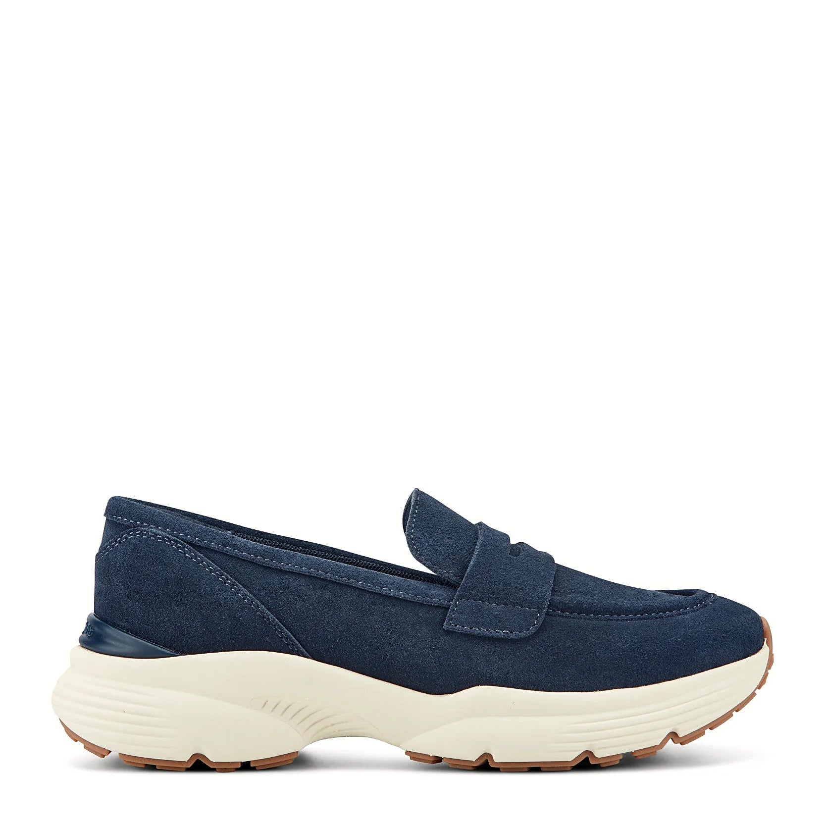 Platform penny loafer with a penny strap across the vamp
