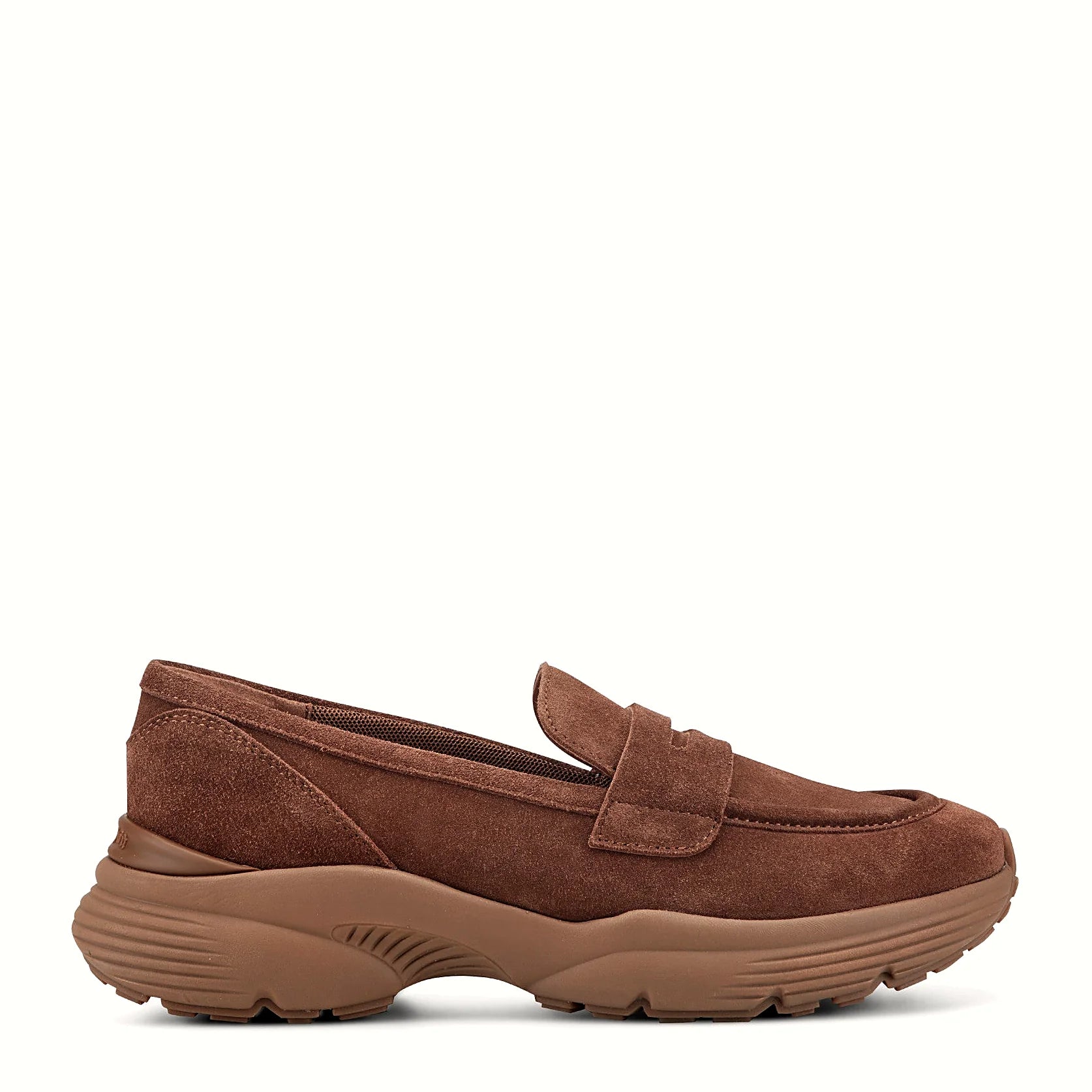 Platform penny loafer with a penny strap across the vamp
