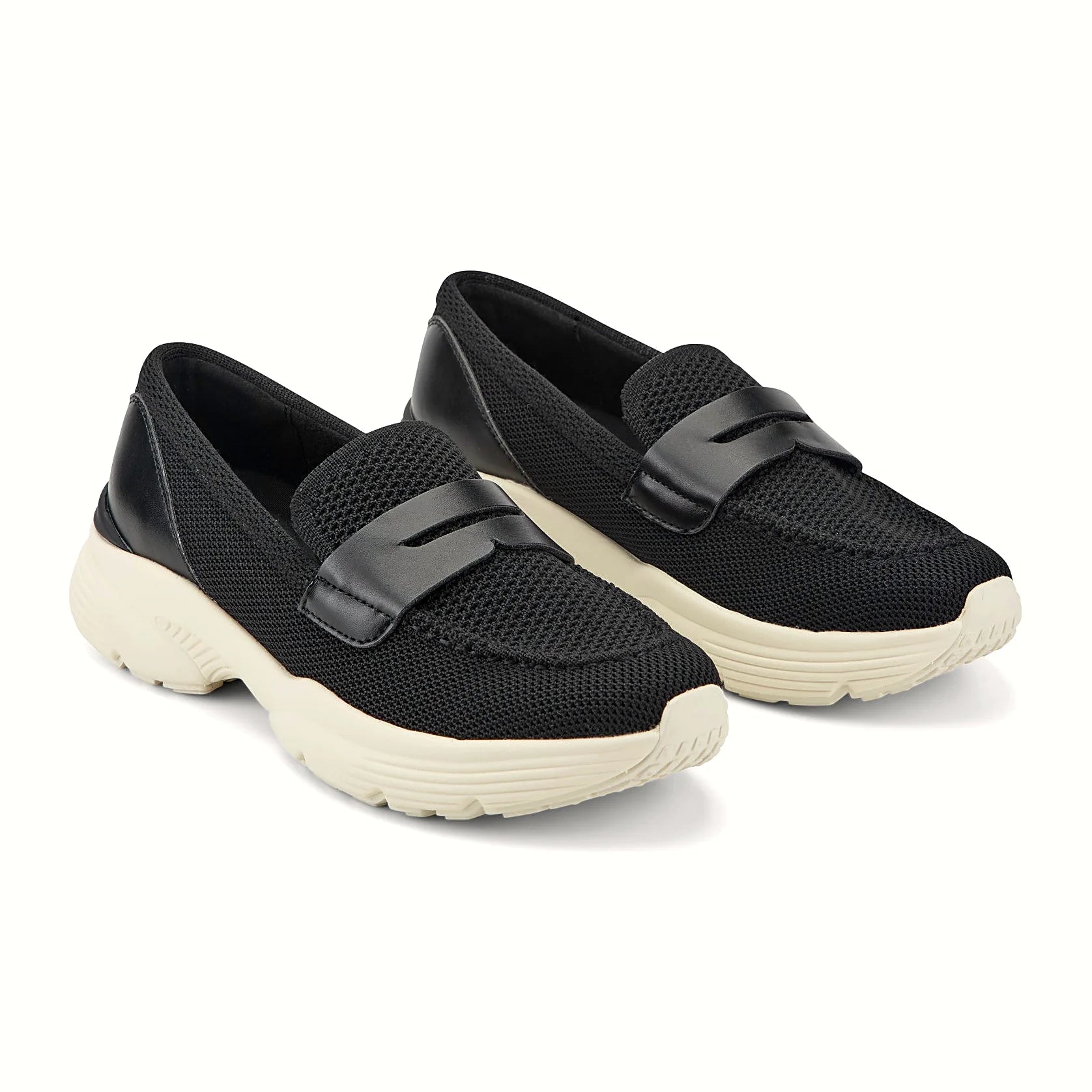 Contrast heel detail on a platform penny loafer