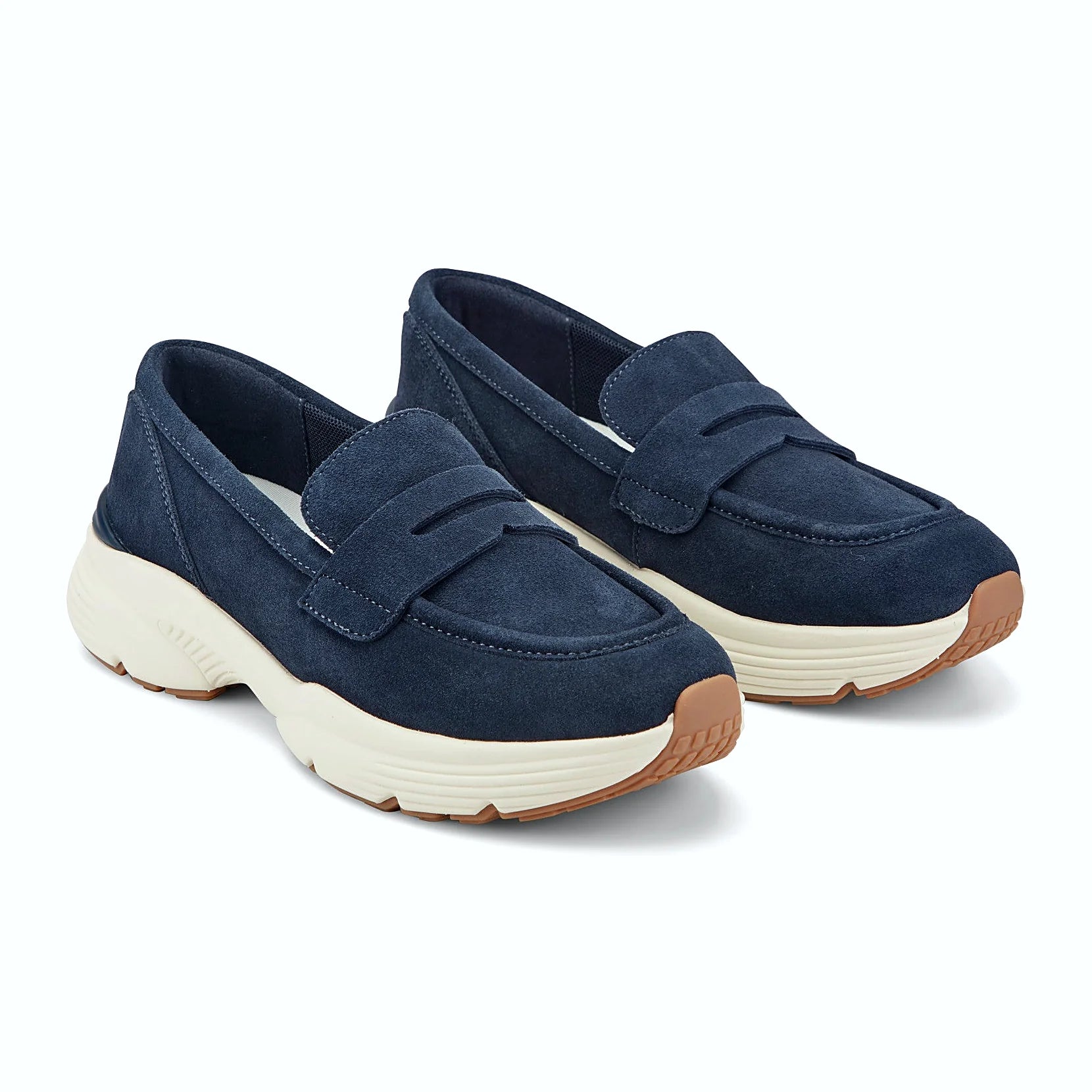 Penny loafer shown with its chunky textured platform sole