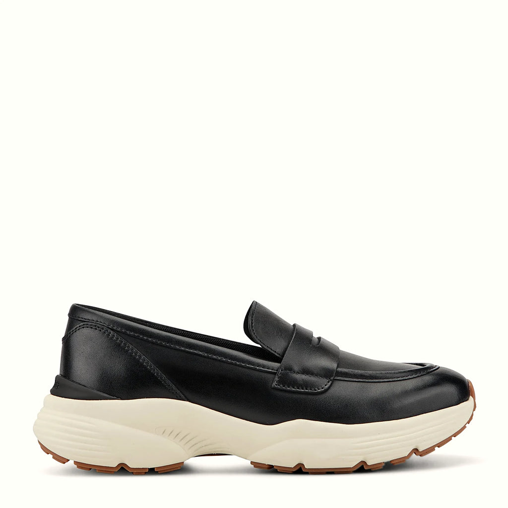 Penny loafer shown with its chunky textured platform sole