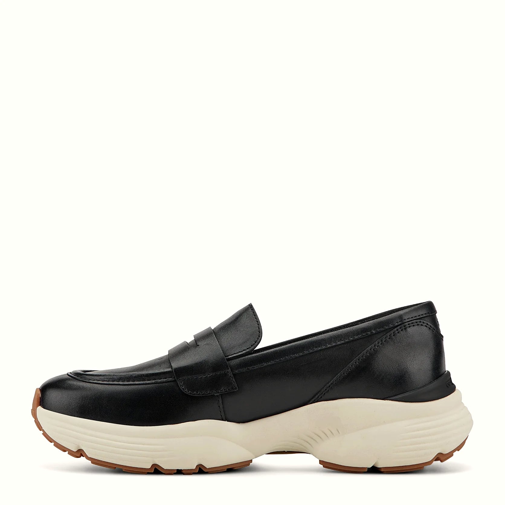 Platform penny loafer with a penny strap across the vamp