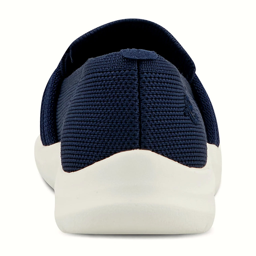 Treaded outsole under a slip-on loafer
