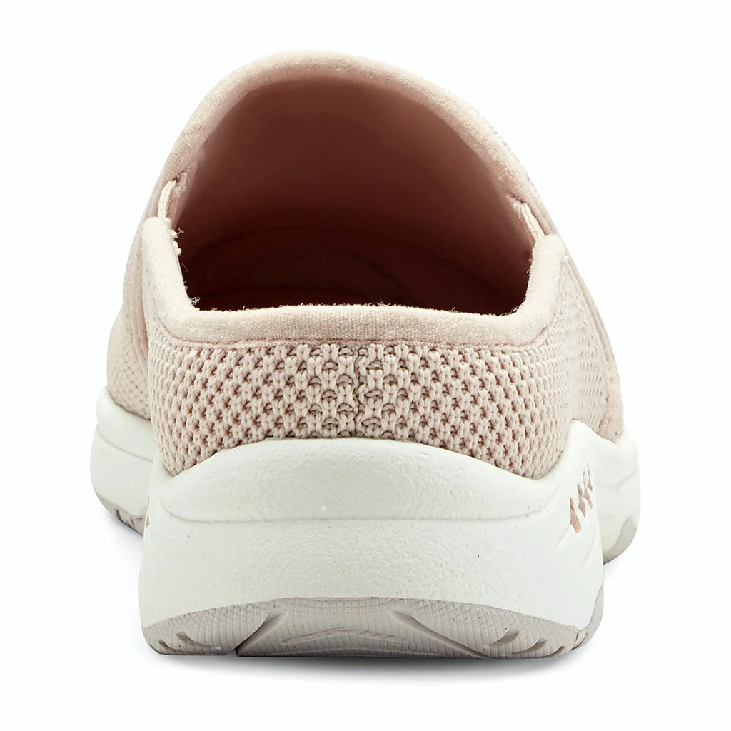 Molded rubber outsole on a recycled knit clog
