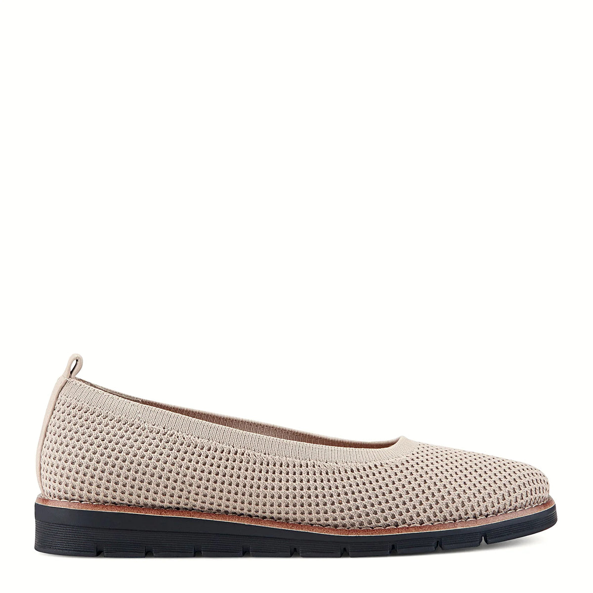Textured knit slip-on flat with a rounded toe