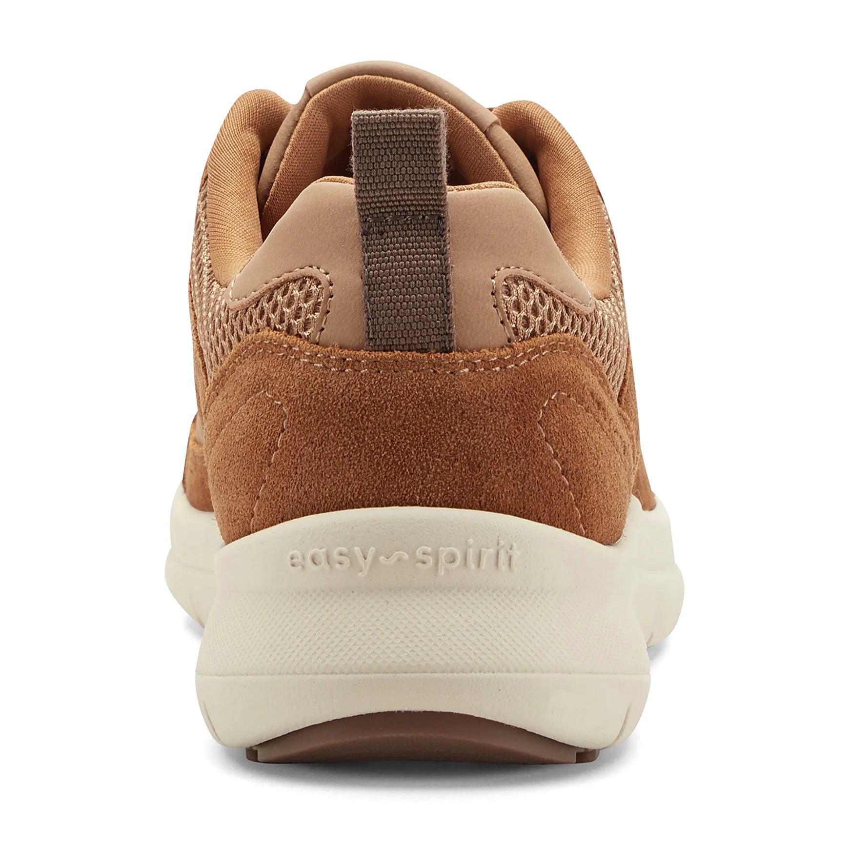 Contrast pull tab at the heel of a casual sneaker