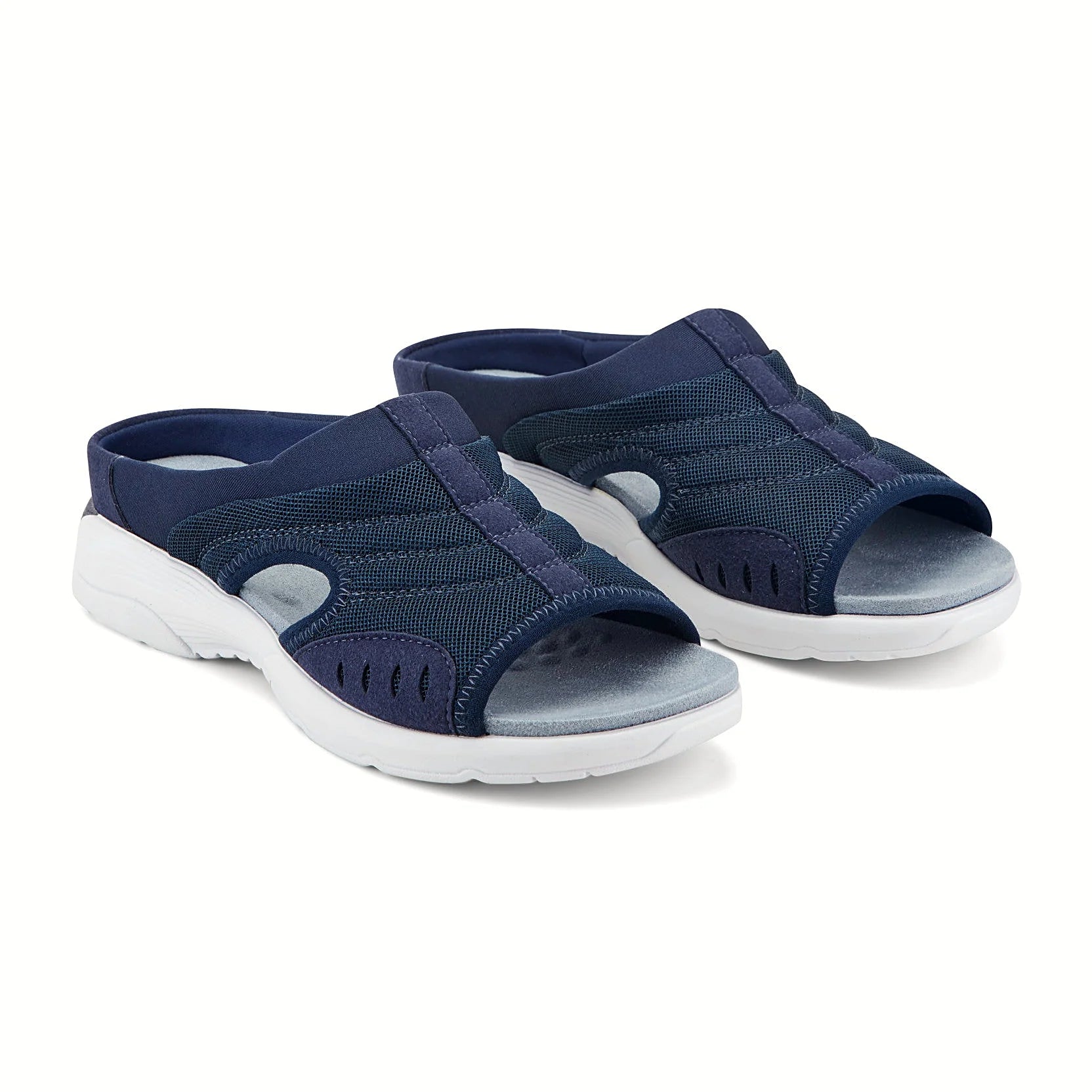 Ventilation perforations at the toe of a knit slide