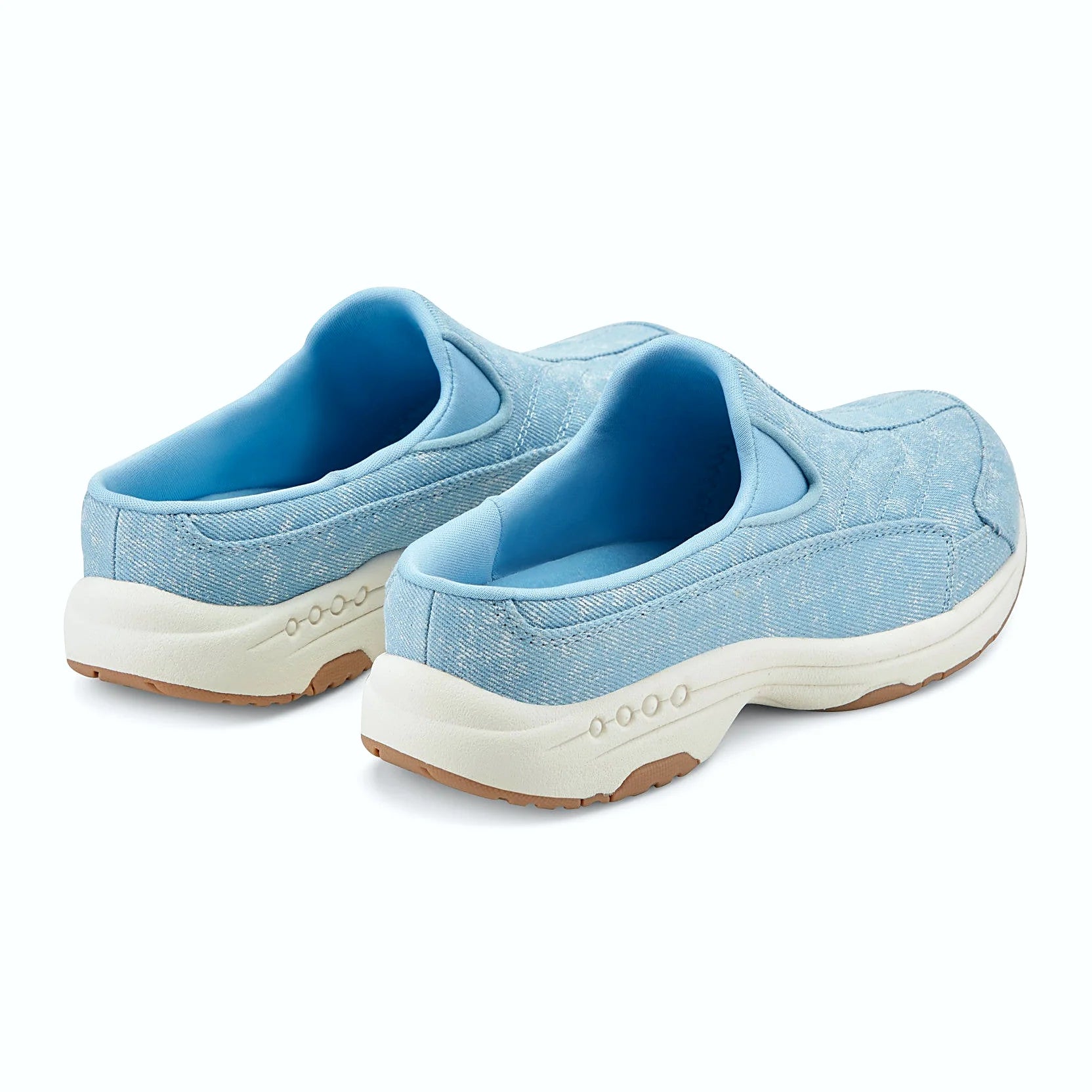 Molded footbed inside a suede-overlay clog