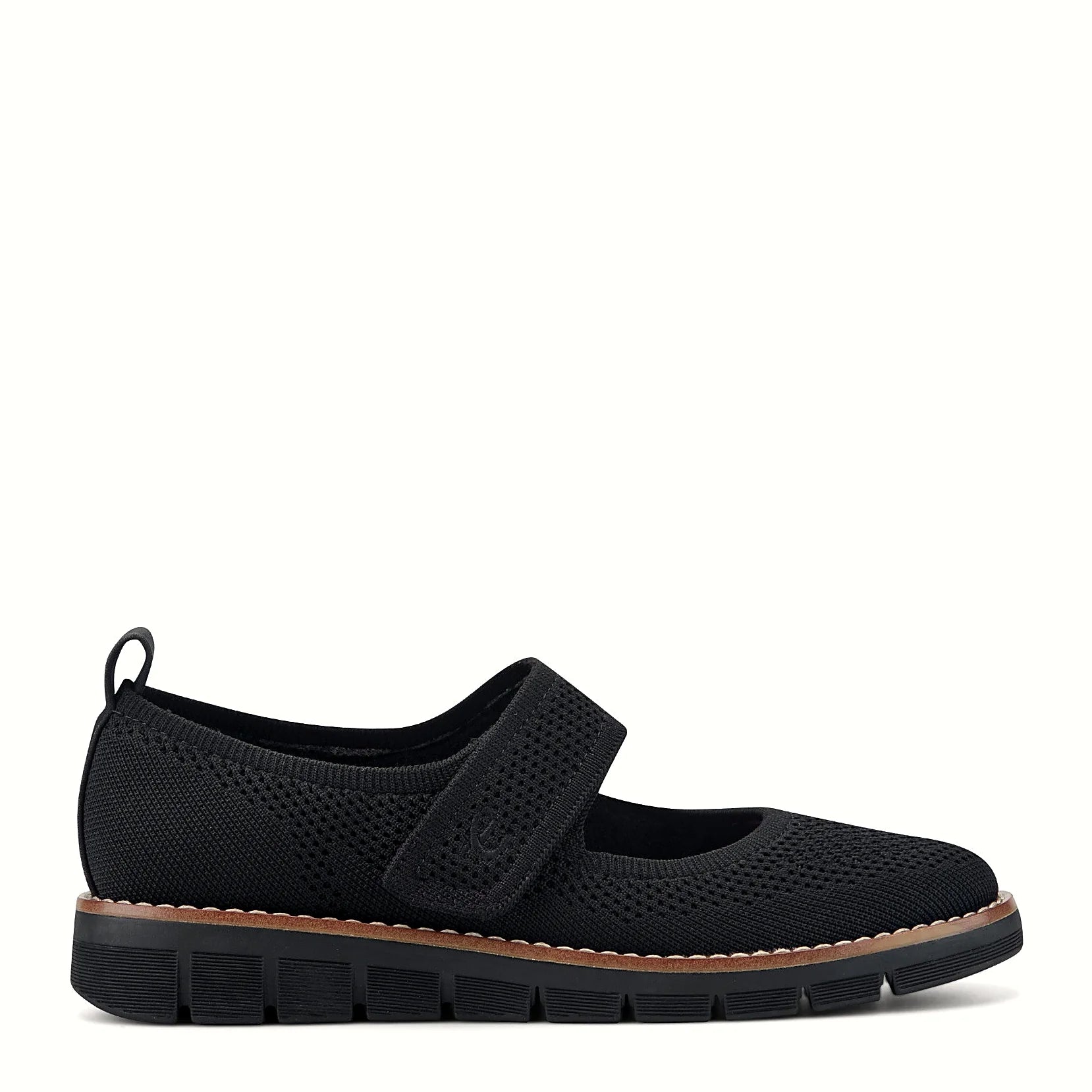 Textured knit Mary Jane flat on a platform sole